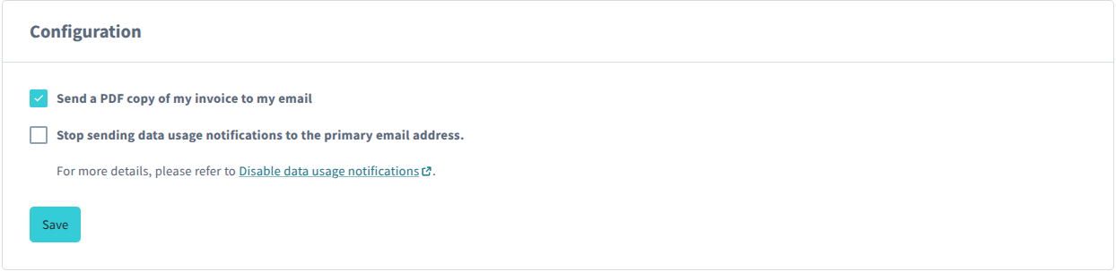 Screen capture of the PDF email option checked