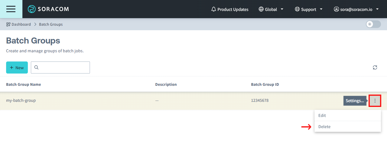 Delete a batch group
