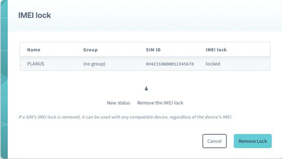 Remove the IMEI lock from your SIM via the dialog