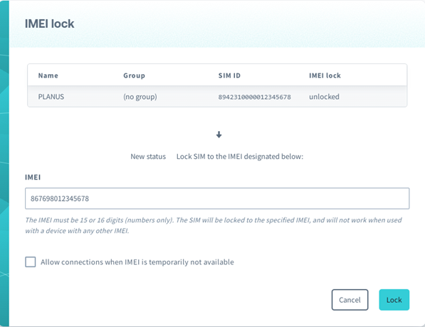 Set IMEI lock