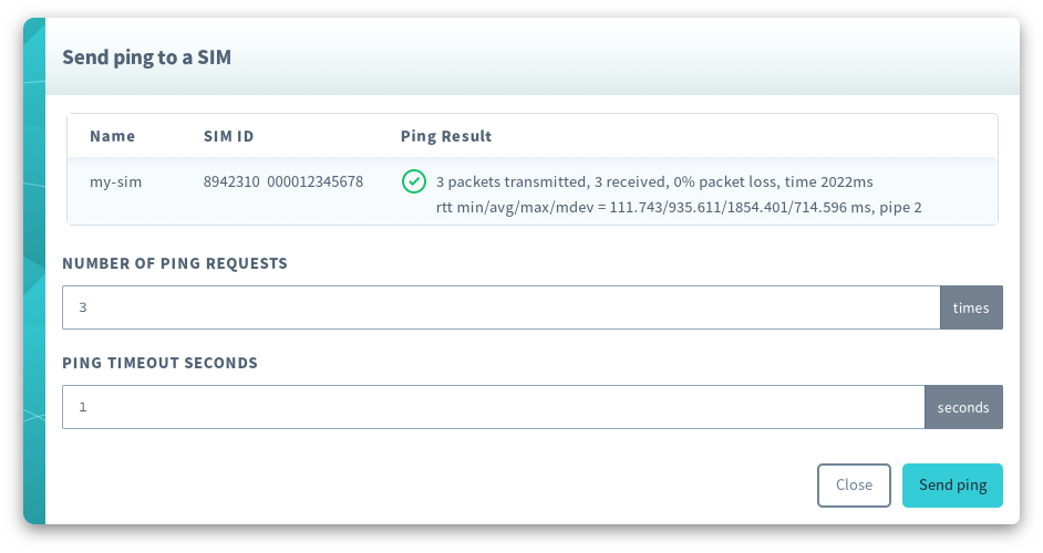 Ping results