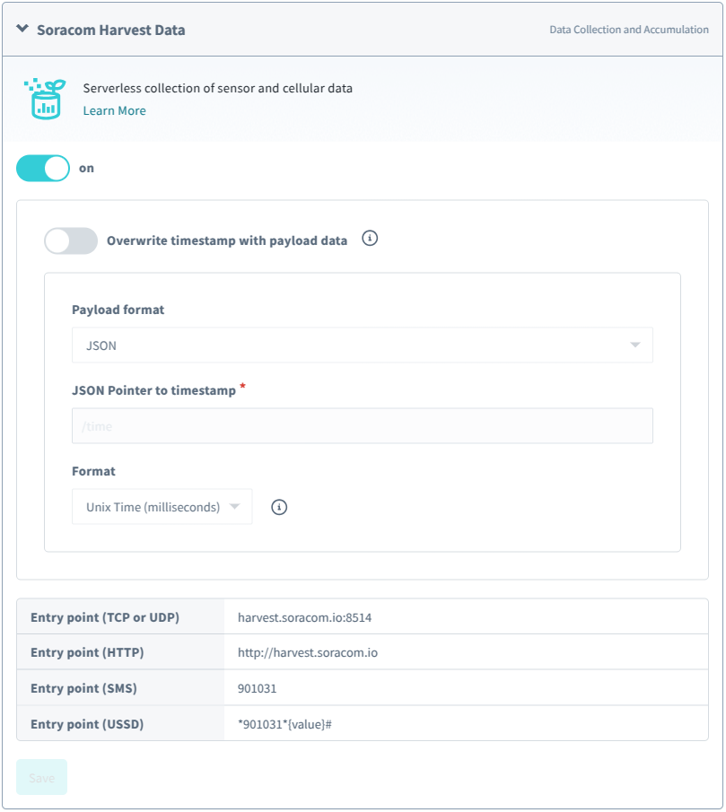 Harvest Data Options