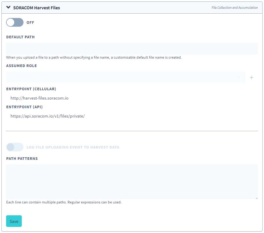 Harvest Files configuration