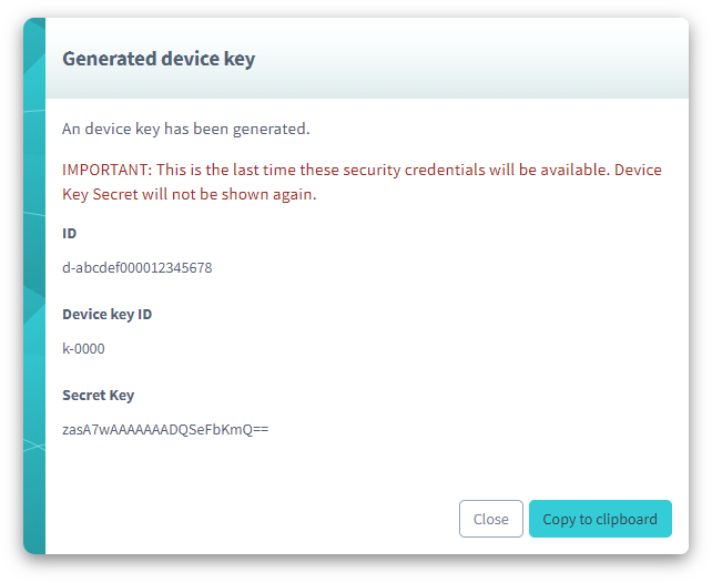 Generated device key