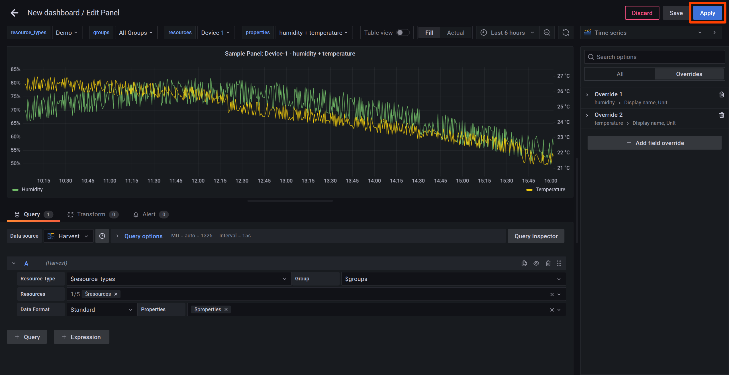 Apply the changes made to a panel