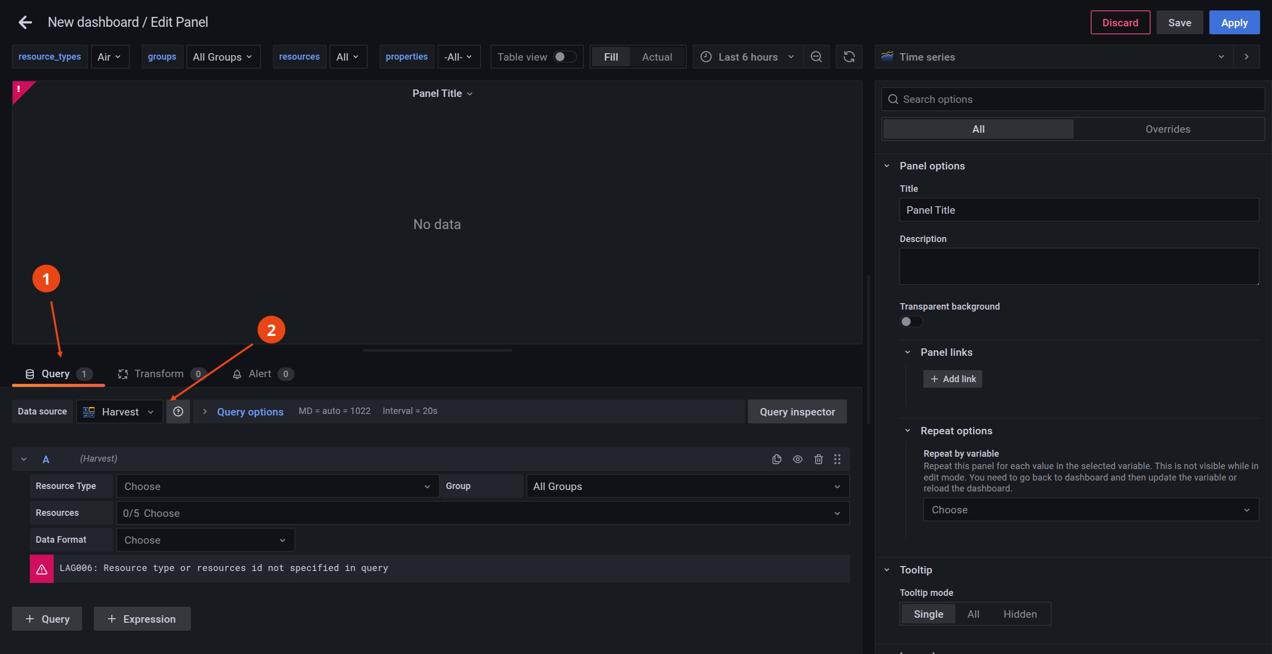 Select Harvest data source