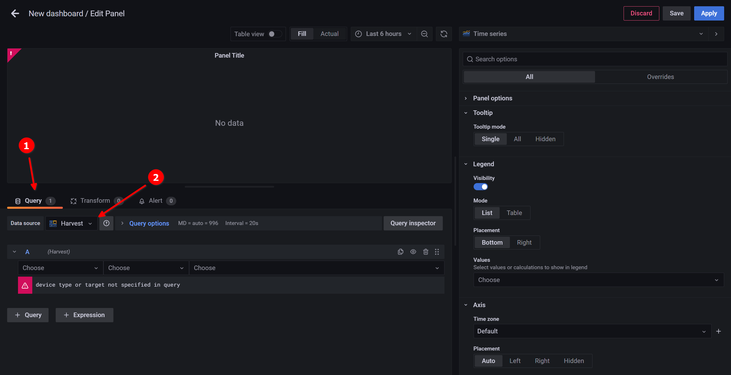 Select Harvest data source