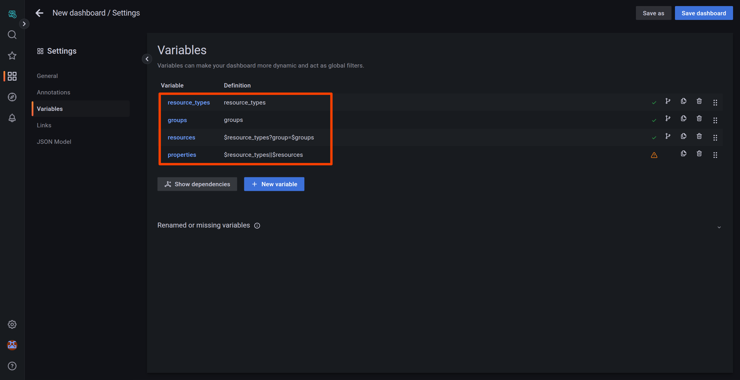 Lagoon variable chaining