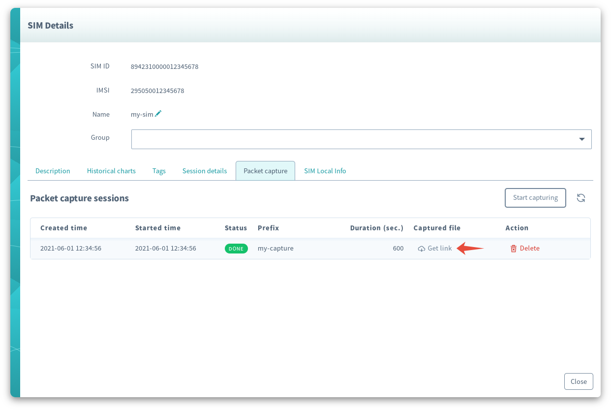 Download packet capture file