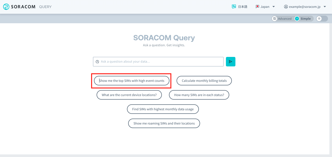 Query preset for top SIMs with high event counts