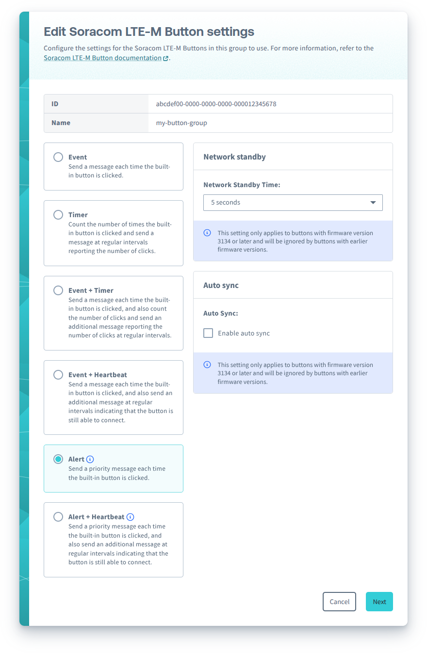 Selecting the Alert mode