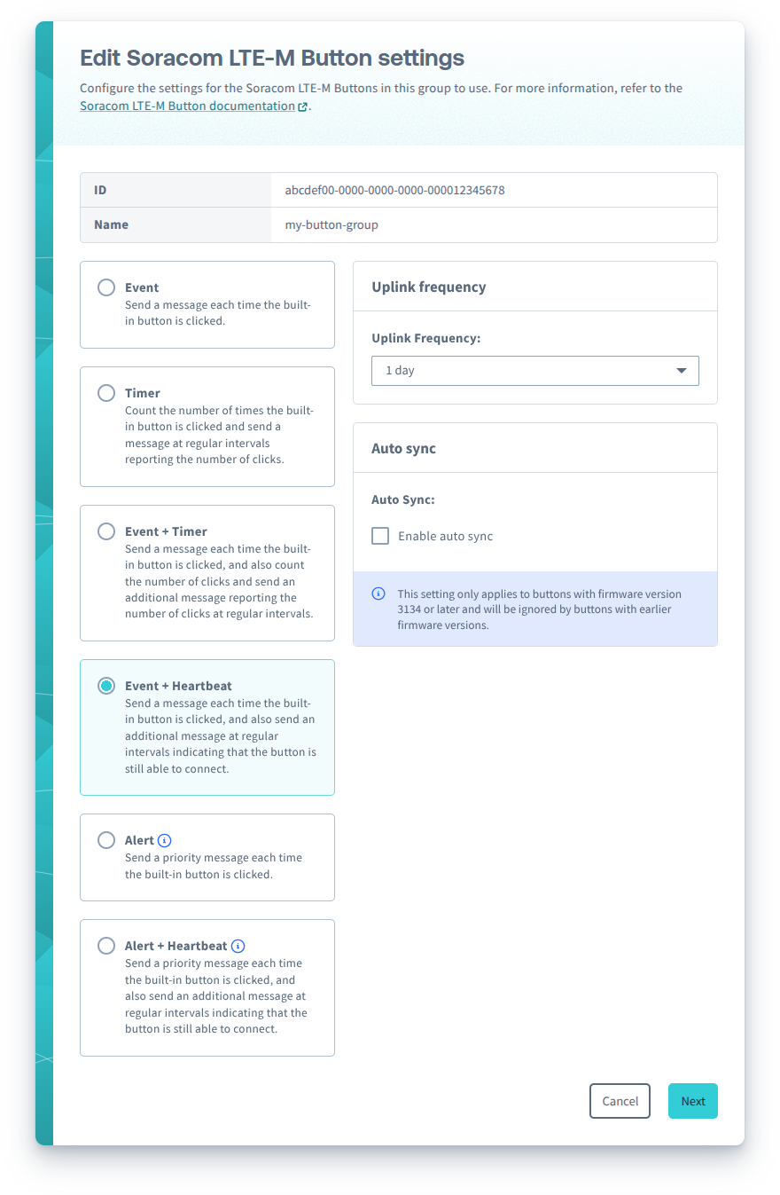 Selecting the Event + Heartbeat mode