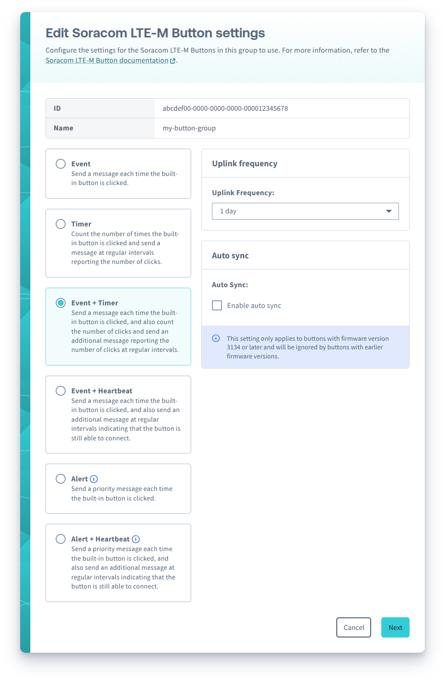 Selecting the Event + Timer mode