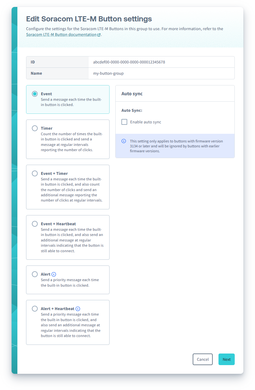 Selecting the Event mode