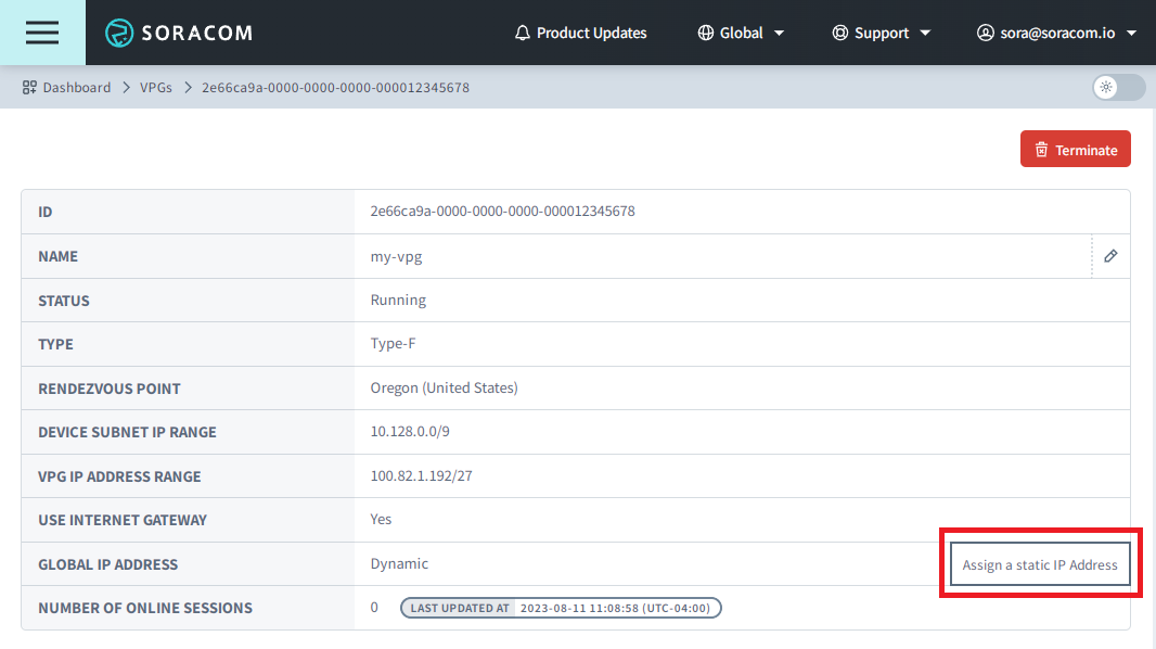 Assign a static IP Address