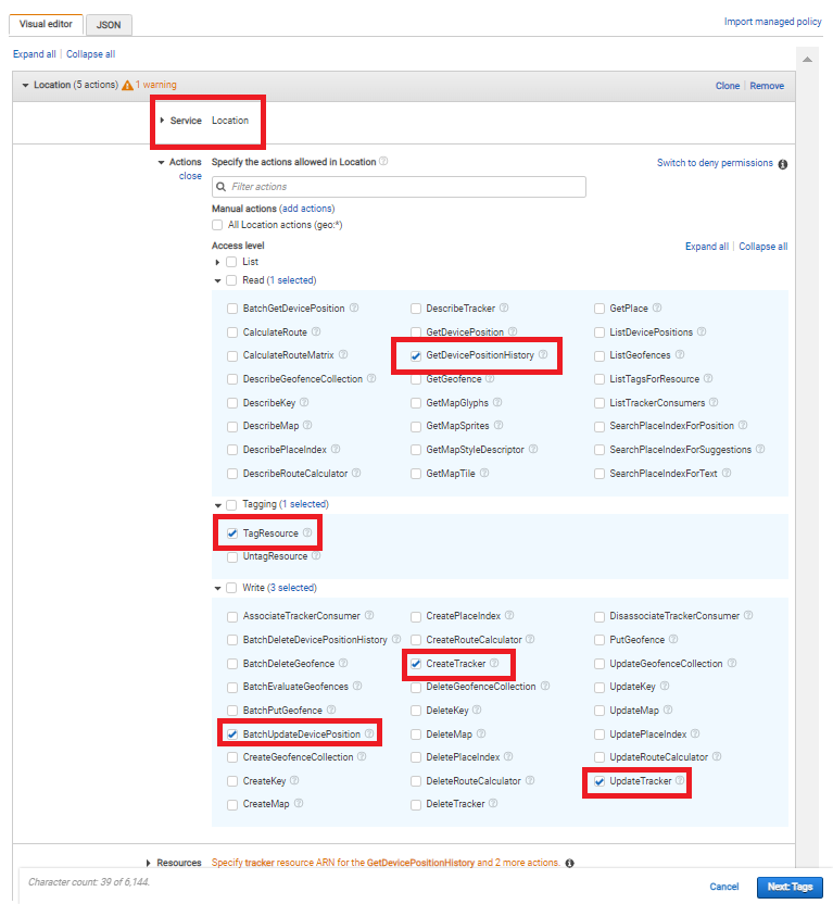 Policy permissions configuration