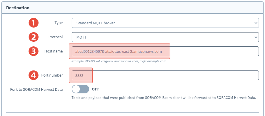 Configure Beam destination