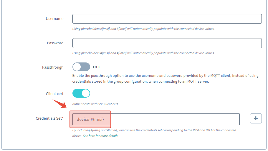 Set credentials ID placeholder