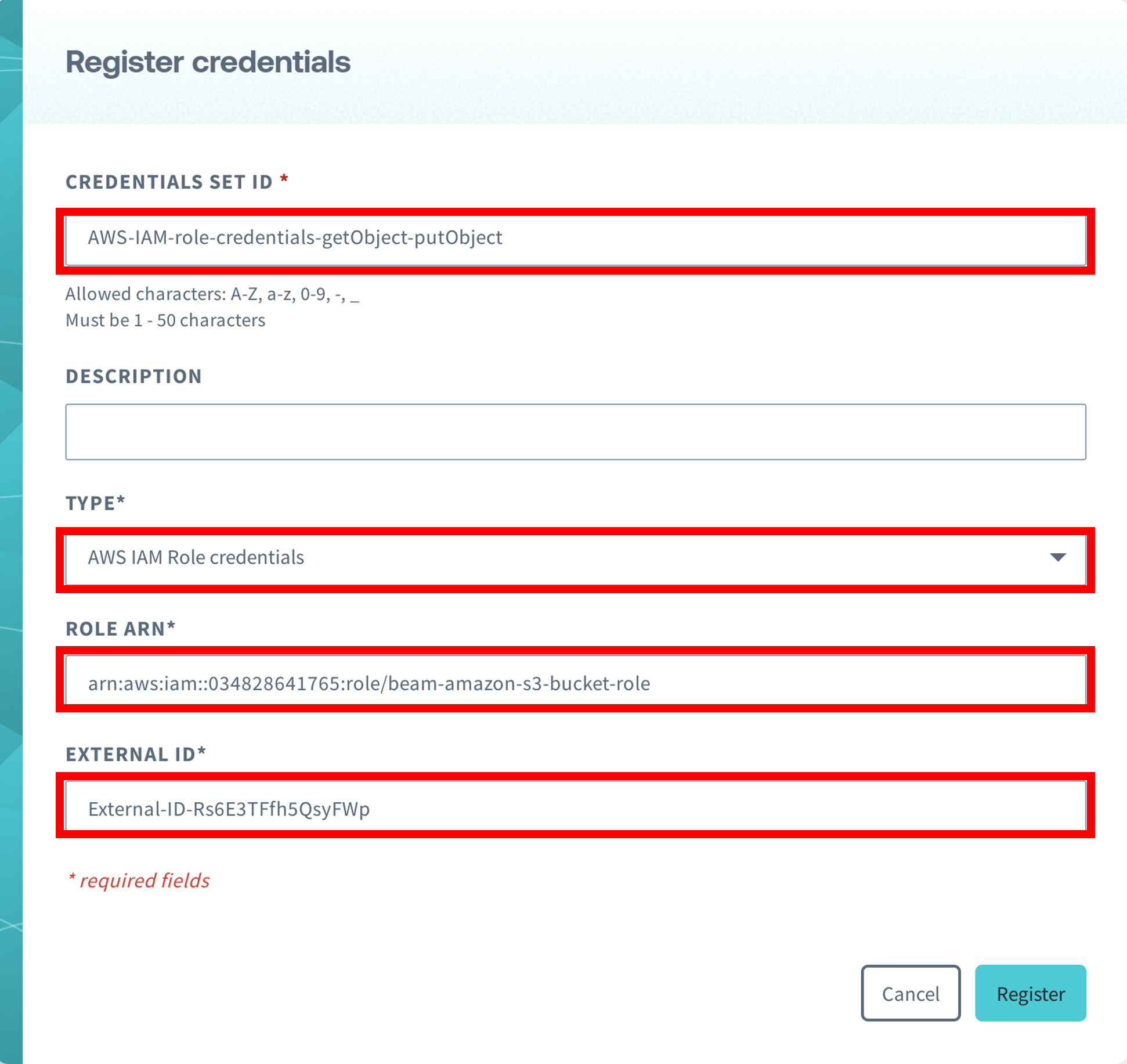 AWS IAM Role Credentials Registration