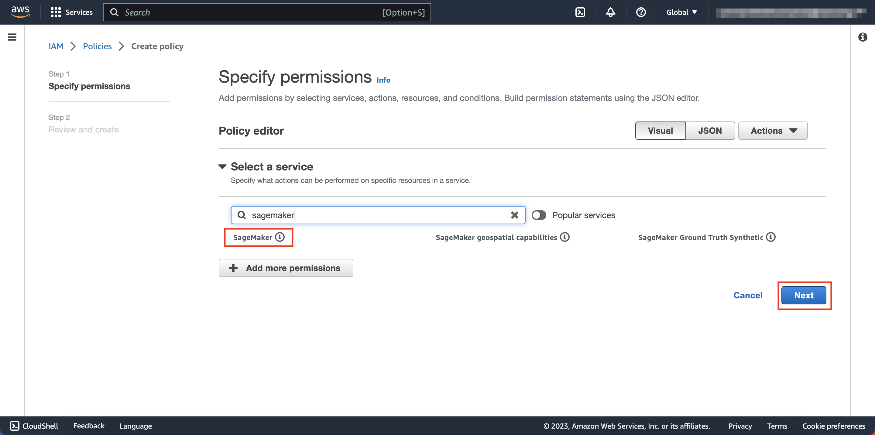 Select SageMaker Service