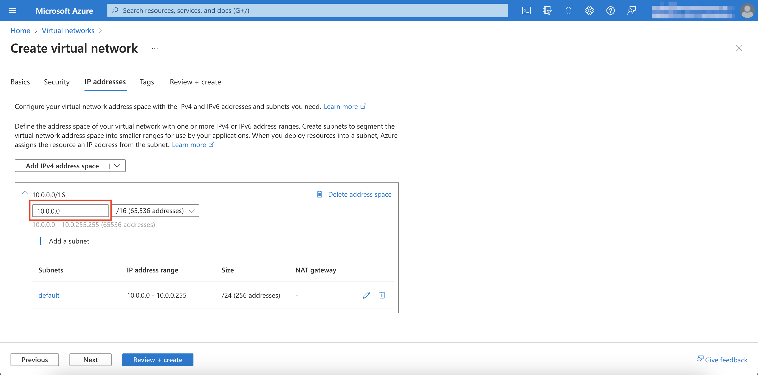 IPv4 Address Space Configuration