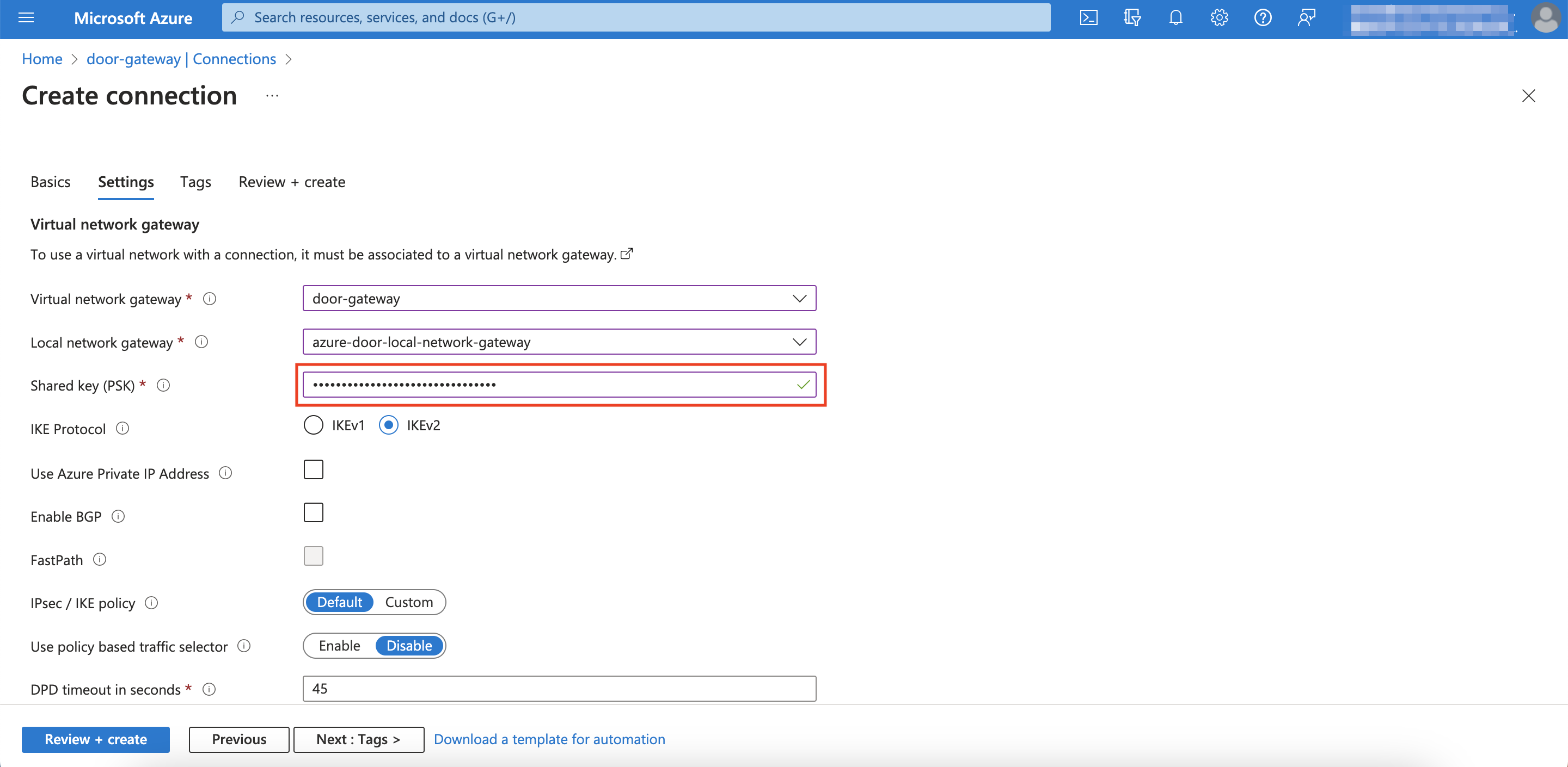 Pre-Shared Key Configuration