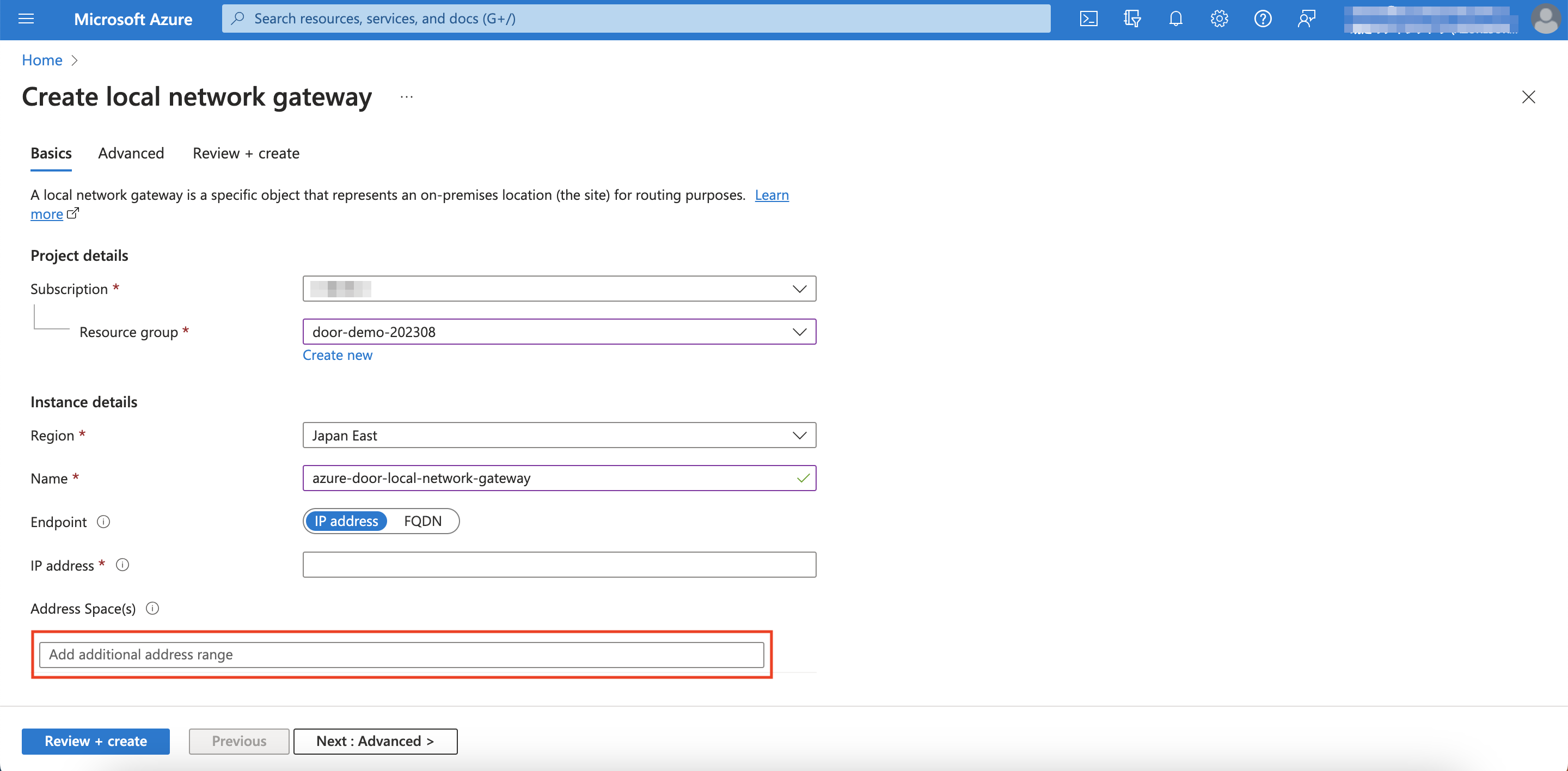 Address Space Configuration