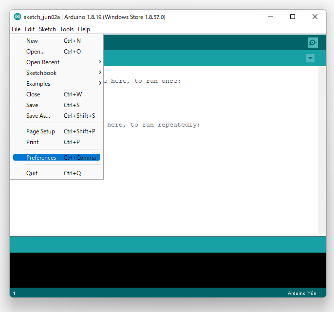 Open Arduino IDE preferences