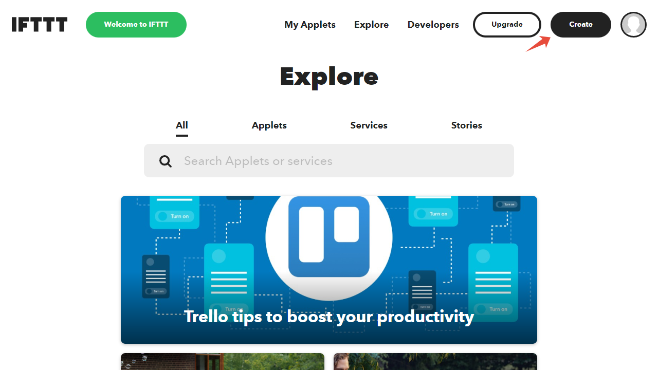 Create a new IFTTT applet