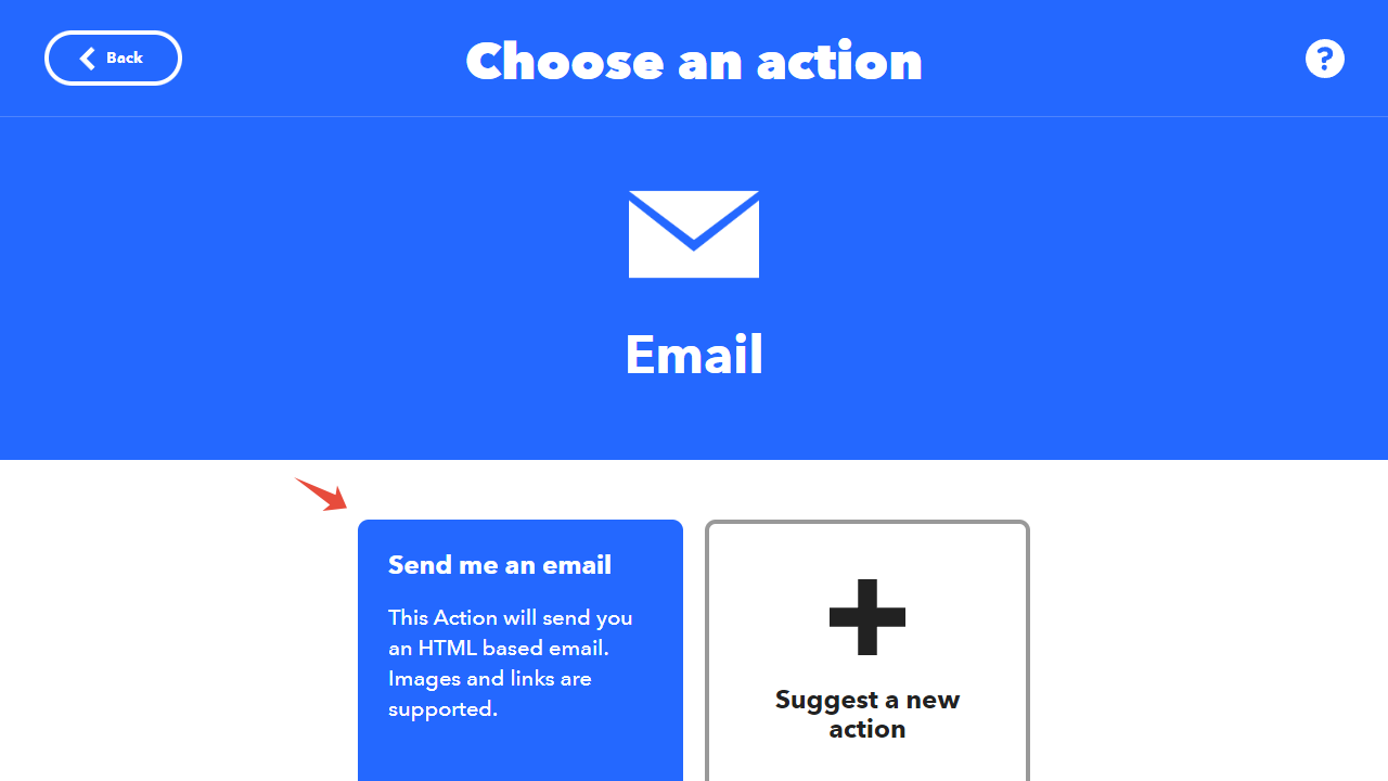 Select Email action