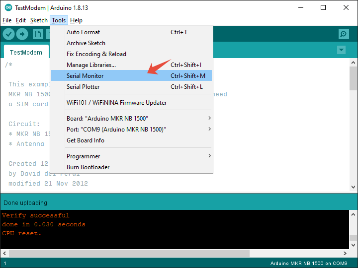 Open Serial Monitor