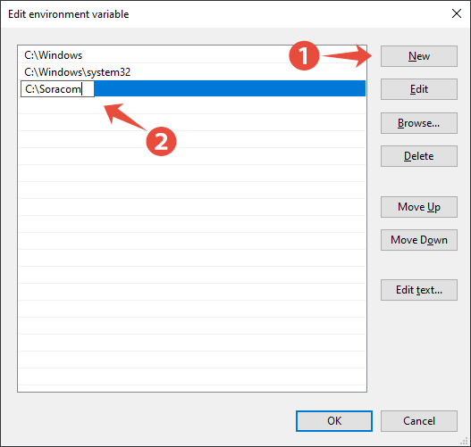 Edit environment variables